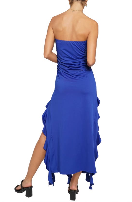 Shop Know One Cares Strappless Ruffle Dress In Royal
