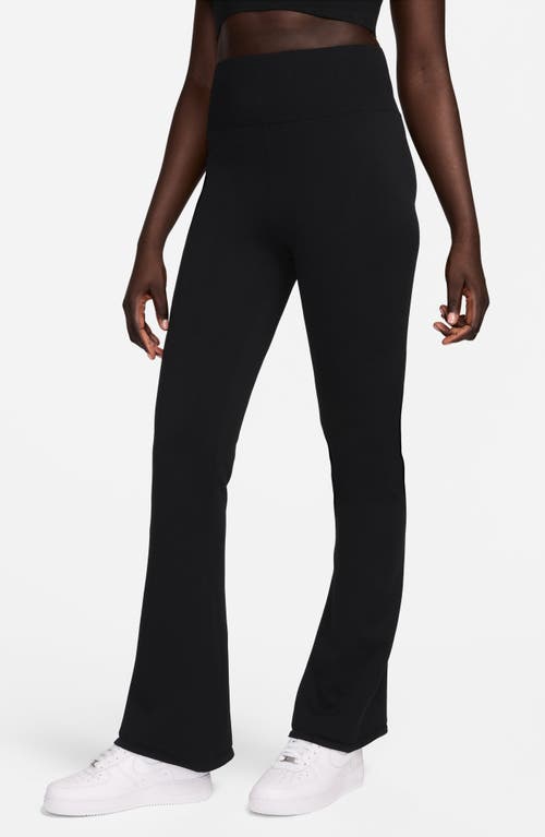 Shop Nike Chill High Waist Knit Flare Leggings In Black/black