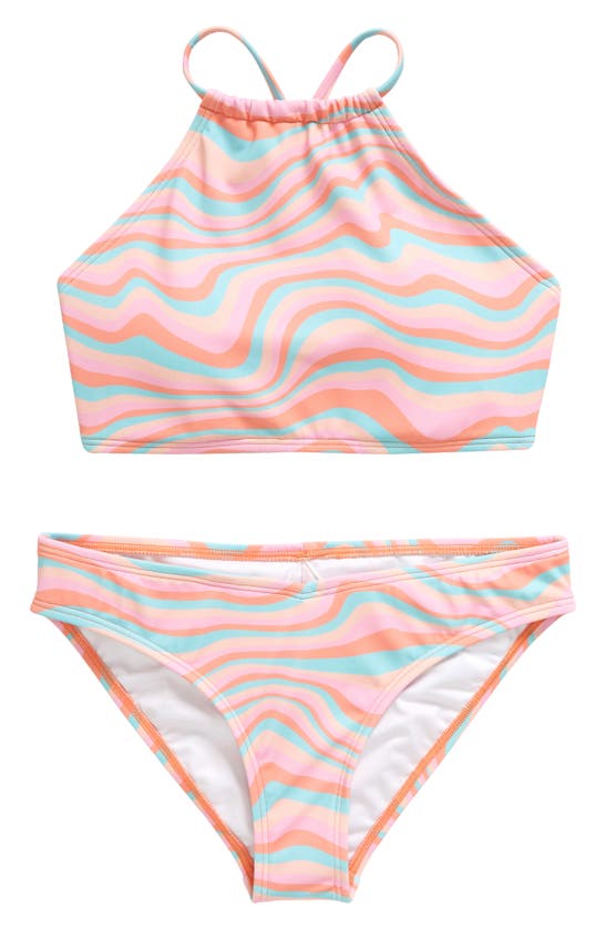 Billabong Kids' Sorbet Dreamz High Neck Two-piece Bikini In Pink Multi