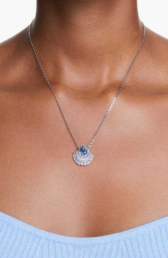 Shop Swarovski Idyllia Cubic Zirconia Pendant Necklace In Blue