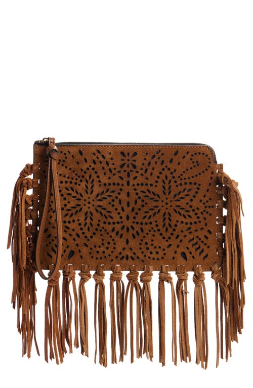 Shop Isabel Marant Oskan Laser Cut Suede Pouch In Cognac