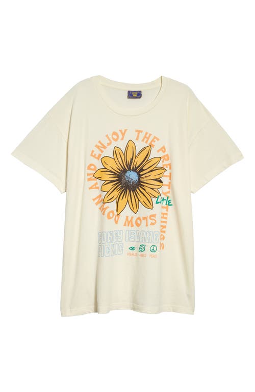 CONEY ISLAND PICNIC Pretty Little Things Oversize Graphic Tee in Washed Papyrus