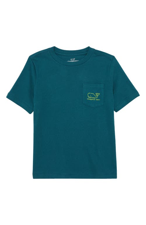 vineyard vines Kids' Glow Whale Graphic Pocket Tee in Deep Juniper