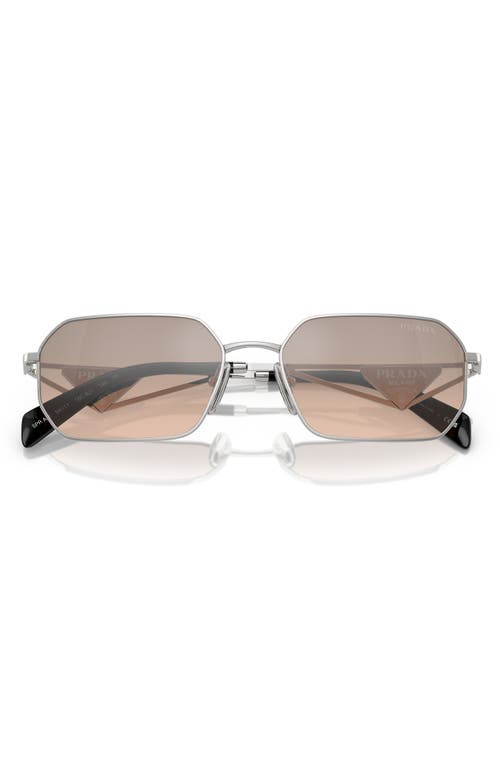 Shop Prada 58mm Rectangular Sunglasses In Pale Gold Brown Mirror/silver