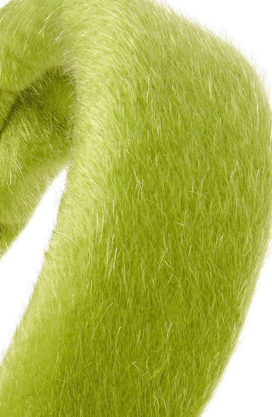 Shop Tasha Fuzzy Headband In Olive Green