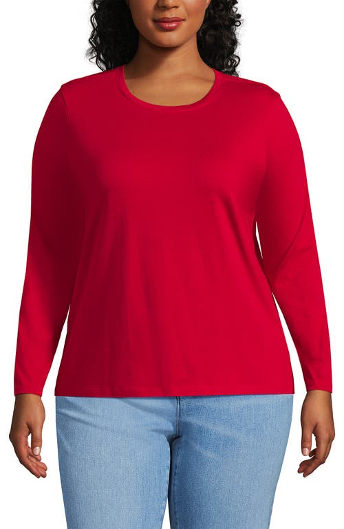 Shop Lands' End Plus Size Relaxed Supima Cotton Long Sleeve Crew Neck T-shirt In Heritage Red