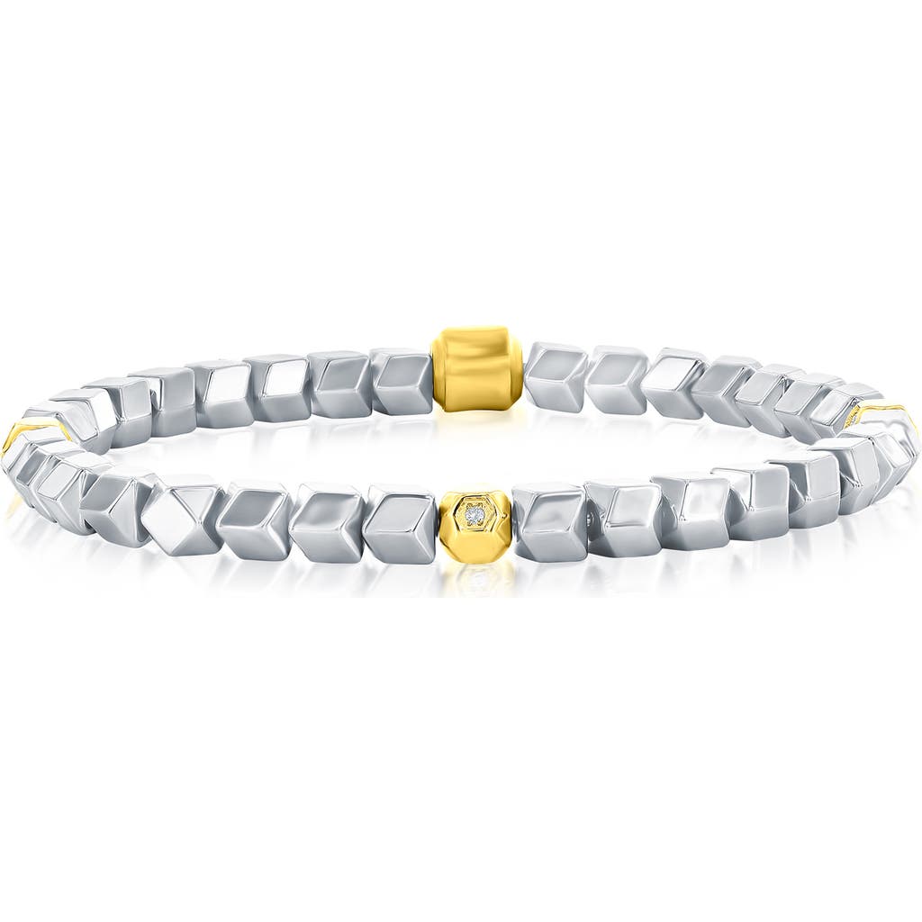 Blackjack Stainless Steel Bead Bracelet In Silver/gold