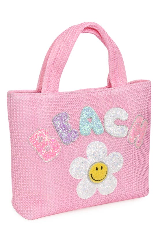 Shop Omg Accessories Kids' Beach Daisy Straw Tote Bag In Lollipop