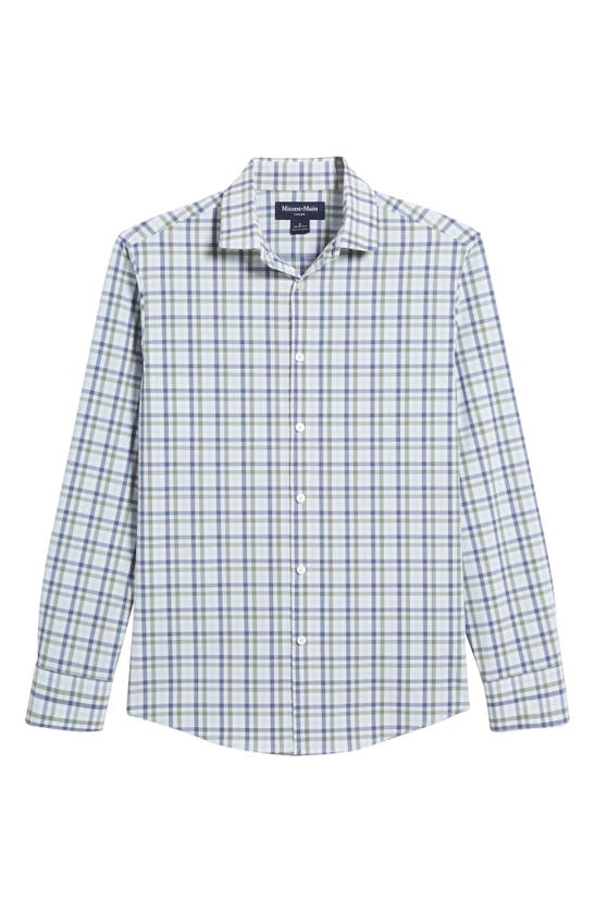 Shop Mizzen + Main Mizzen+main Leeward Trim Fit No Tuck Check Performance Button-up Shirt In Light Pastel Blue