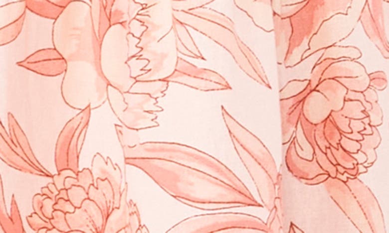 Shop Cece Floral Puff Sleeve Linen Blend Dress In Sweet Rose