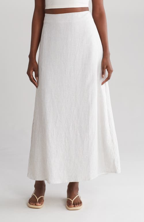 Splendid Tuileries Maxi Skirt In White/almond Stripe