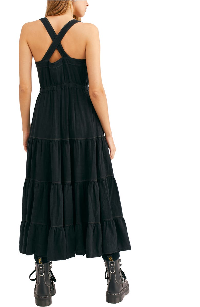 FREE PEOPLE Catch the Breeze Button Front Dress, Alternate, color, BLACK