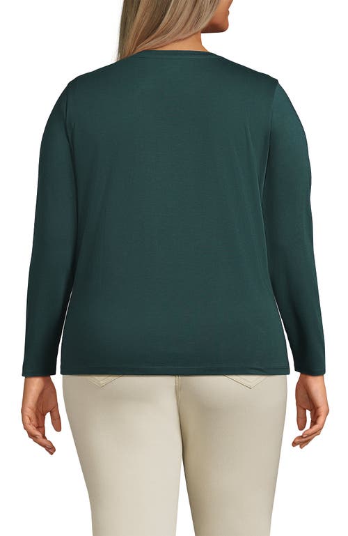 Shop Lands' End Plus Size Relaxed Supima Cotton Long Sleeve Crew Neck T-shirt In Deep Forest