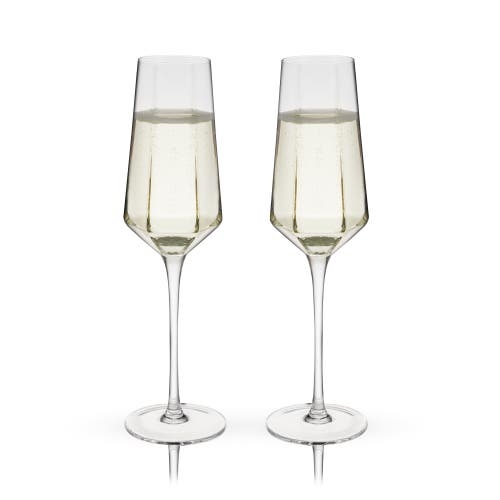 Viski Seneca Crystal Stemmed Champagne Flutes Set Of 2 In Clear