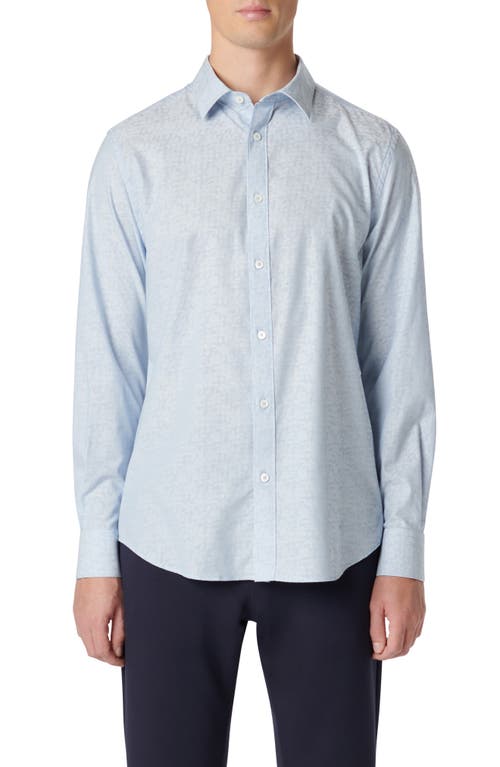 Bugatchi Julian Shaped Fit Stripe Stretch Cotton Button-Up Shirt Classic Blue at Nordstrom,