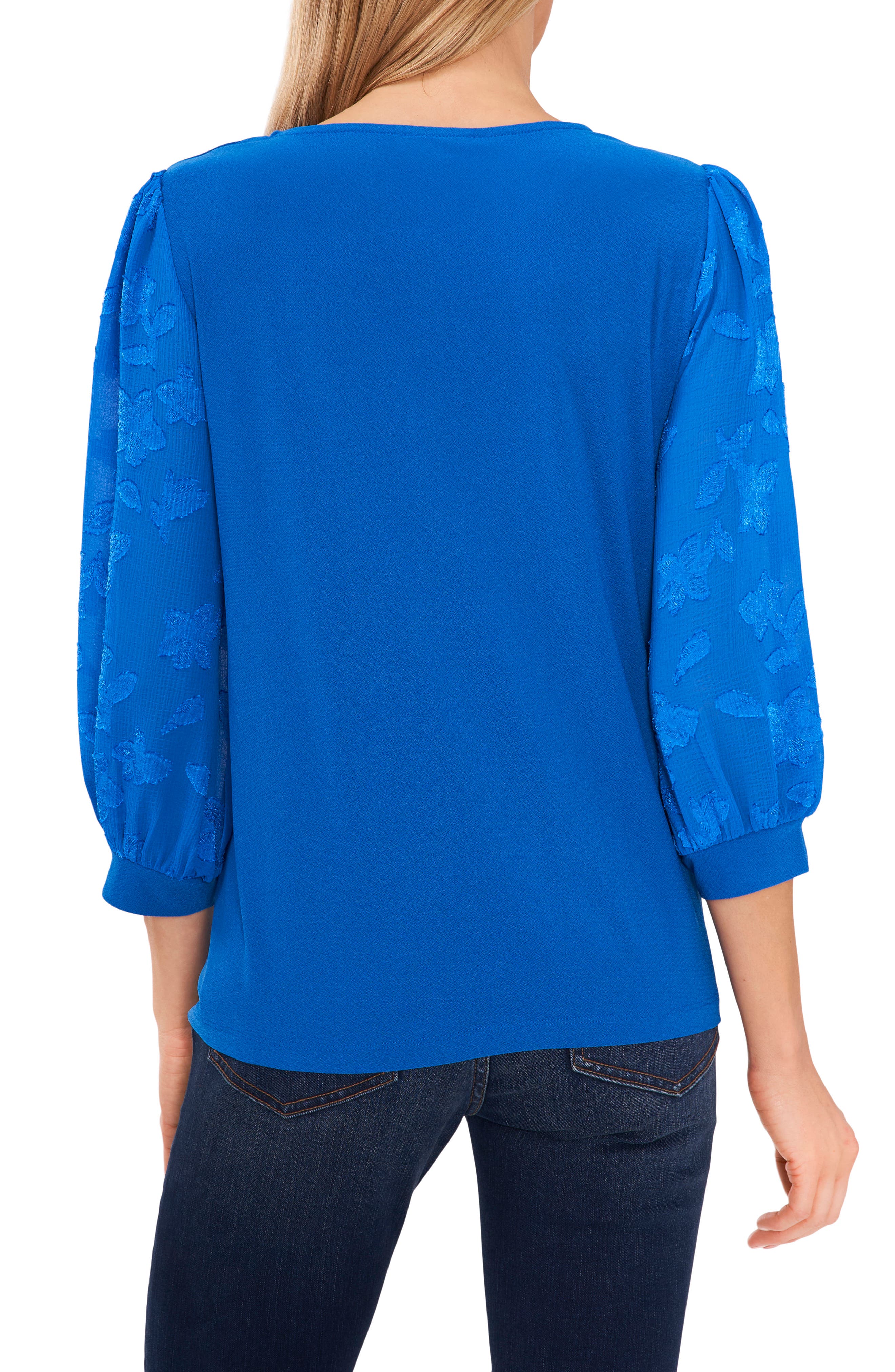 cece lace sleeve stretch crepe blouse
