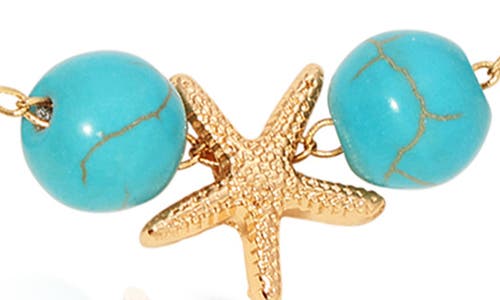 Ettika Starfish And Turquoise Linked Anklet In Turquoise