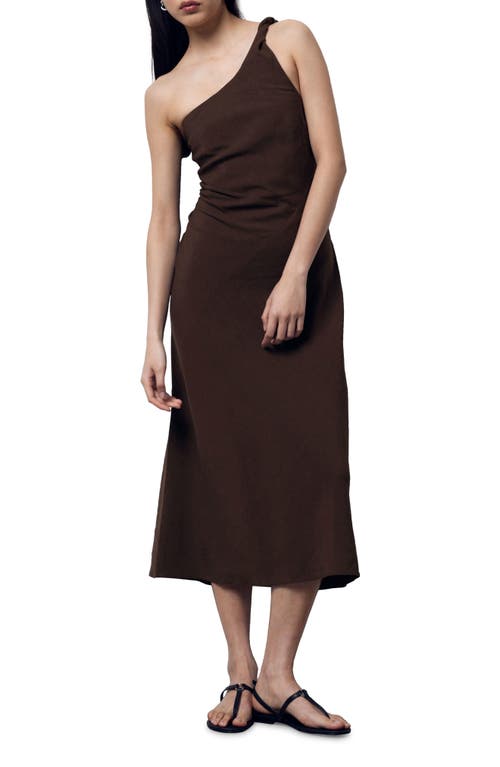 Shop & Other Stories One-shoulder Midi Dress In Brown Dark