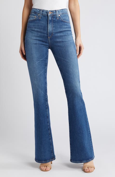 Allegra K Women's Bell Bottom High Rise Stretchy Retro Flared Denim Jeans  Pants Blue X-Small