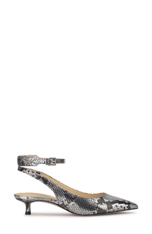 Jessica Simpson Vellana Ankle Strap Pointed Toe Kitten Heel Pump In Chrome