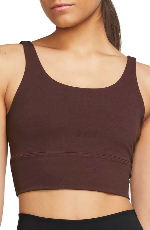 Shop Nike Alate Solo Dri-fit Longline Sports Bra In Earth/white