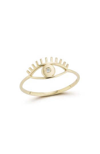 Ember Fine Jewelry 14k 0.01 Ct. Tw. Diamond Evil Eye Ring In Gold