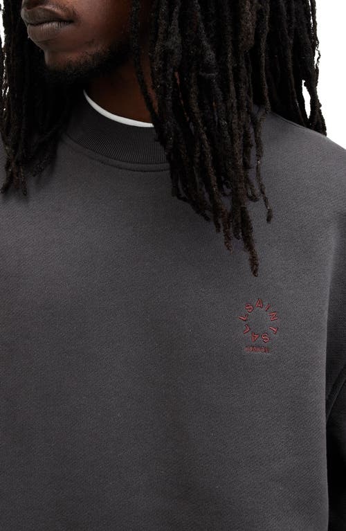 Allsaints Haven Embroidered Logo Oversized Sweatshirt In Washed Black