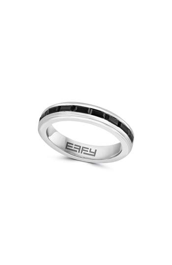 Shop Effy Black Spinel Band Ring In Silver/black