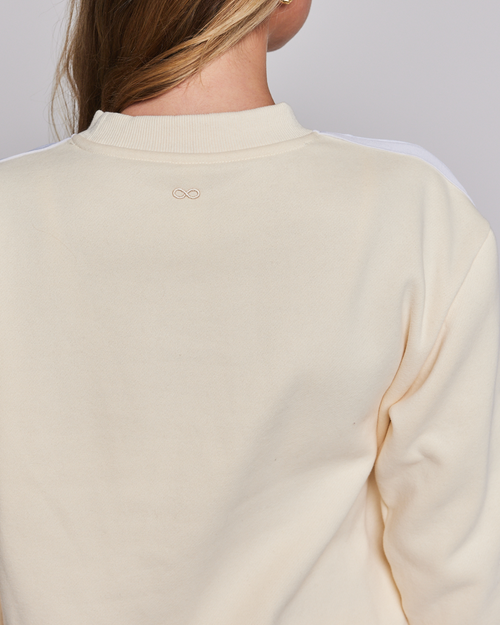 Shop Rebody Active Sideline Fleece Sweatshirt In Bone/white