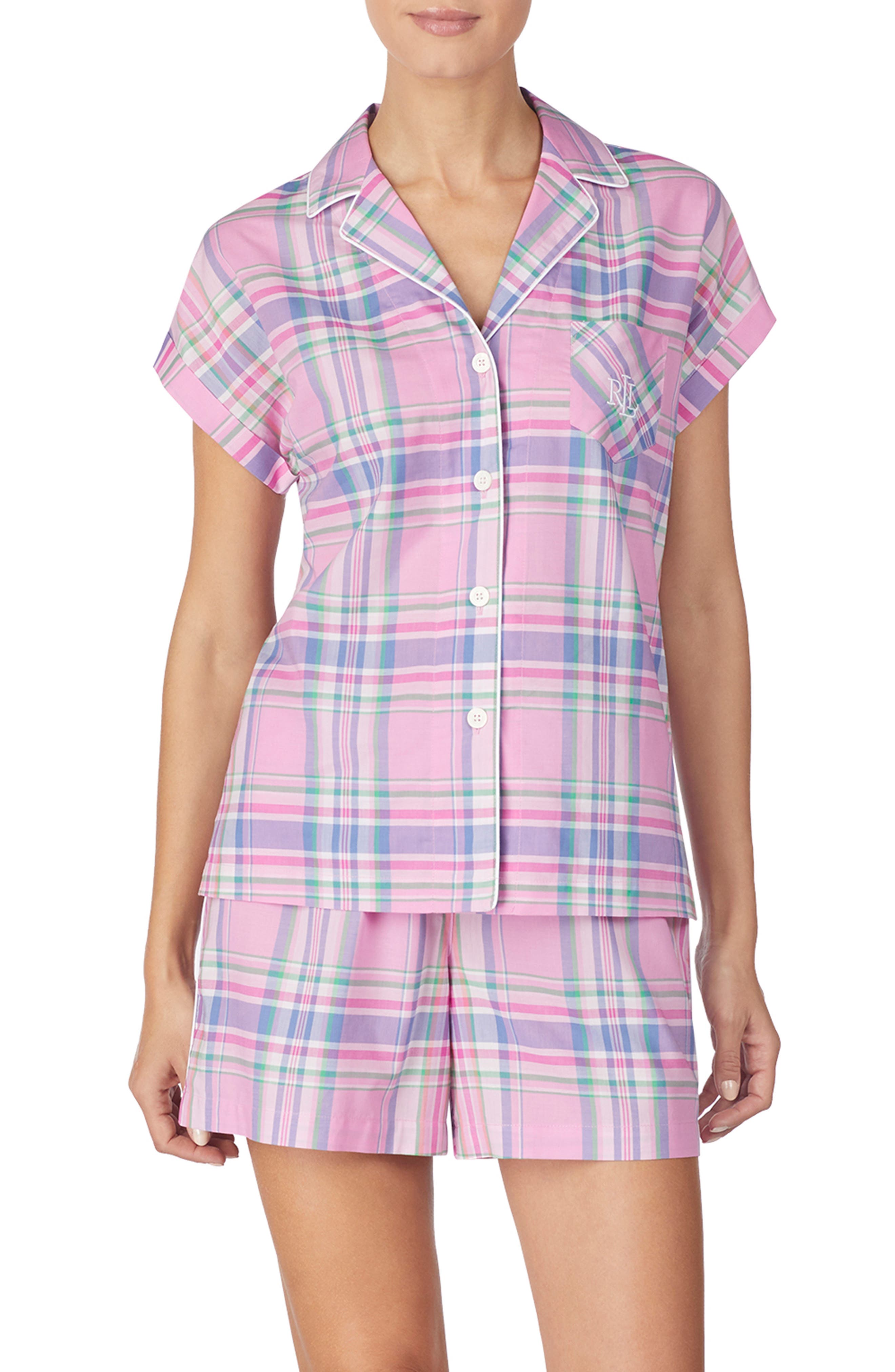 Lauren Ralph Lauren Plaid Short Pajamas, Pink