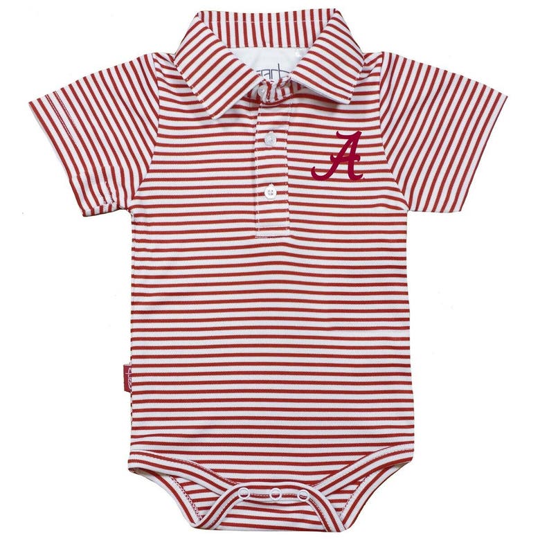 Garb Babies' Infant  Crimson/white Alabama Crimson Tide Carson Striped Short Sleeve Bodysuit