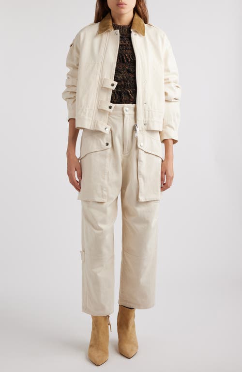 Shop Isabel Marant Étoile Julie Cotton Trucker Jacket In Ecru