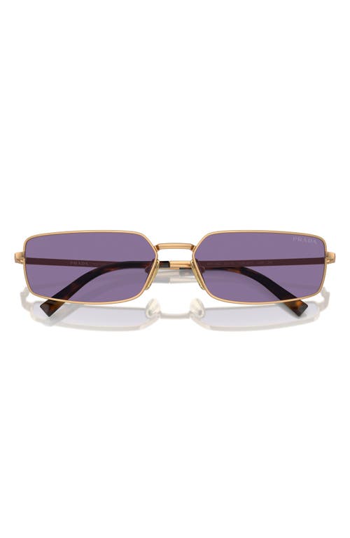 Shop Prada 59mm Rectangular Sunglasses In Brass/purple