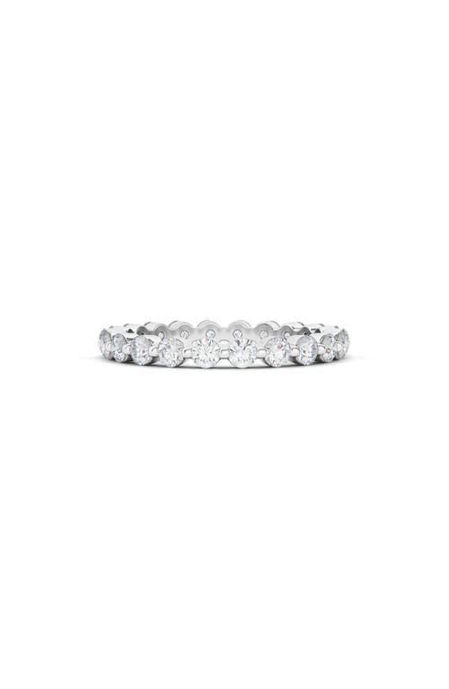 Hautecarat Lab Created Diamond Single Prong 18k Gold Eternity Band Ring In White Gold