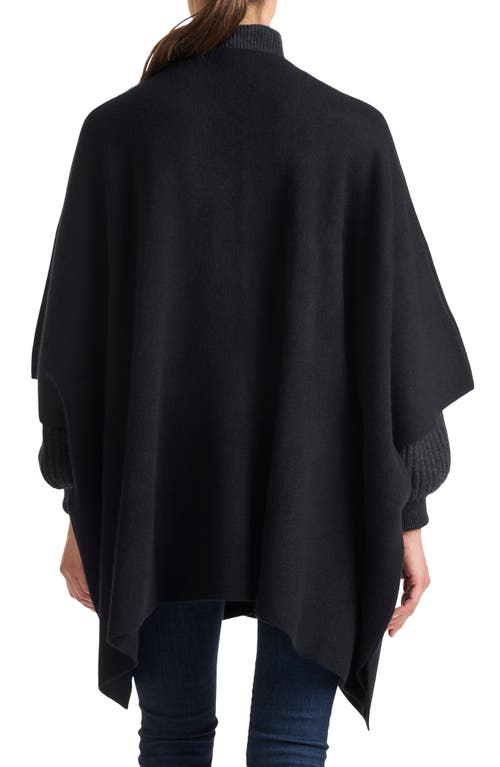 Shop Sofia Cashmere Double Knit Cashmere Cape In Black