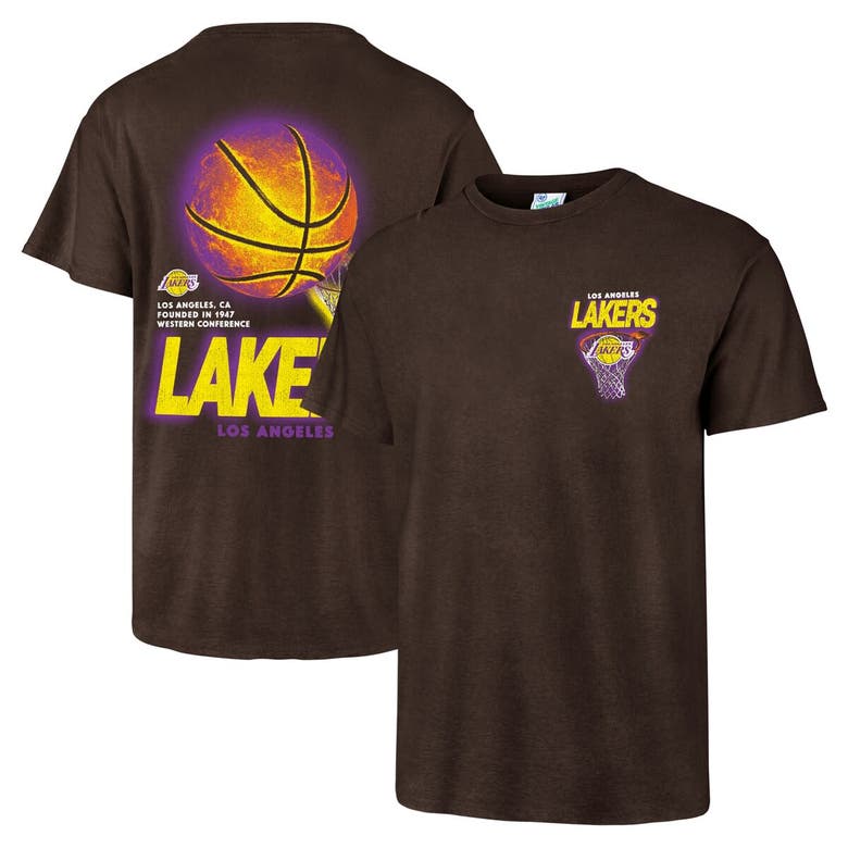 Shop 47 ' Brown Los Angeles Lakers Vintage Tubular Dagger Tradition Premium T-shirt