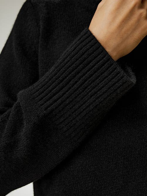 Lilysilk Ribbed Collar And Hemline Wool Cashmere Sweater In Black