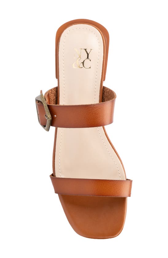 New York And Company Helga Women's Big Buckle Sandal In Brown