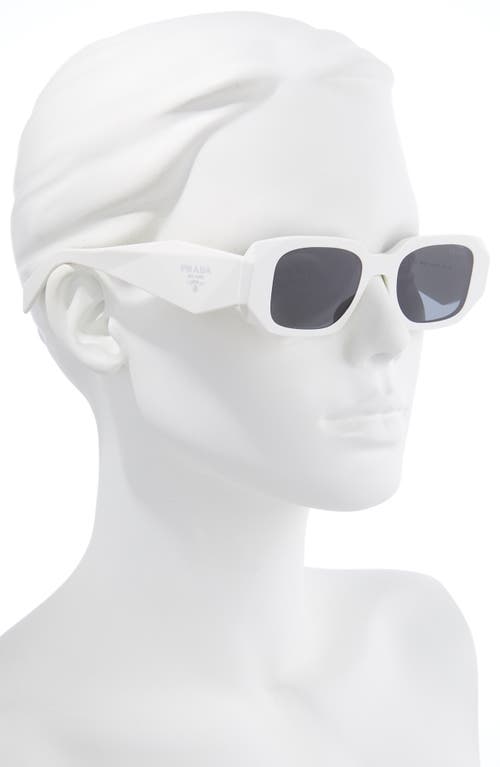 Shop Prada Runway 49mm Rectangular Sunglasses In Talc/dark Grey