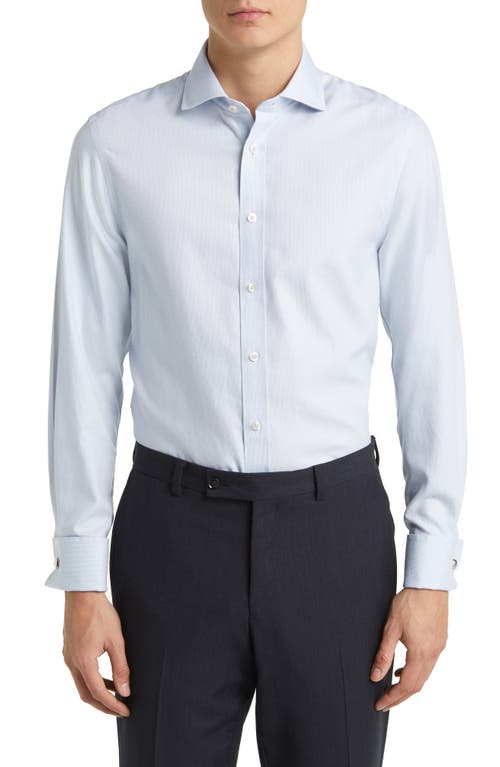Clifton Slim Fit Non-Iron Cotton Twill Dress Shirt in Light Blue