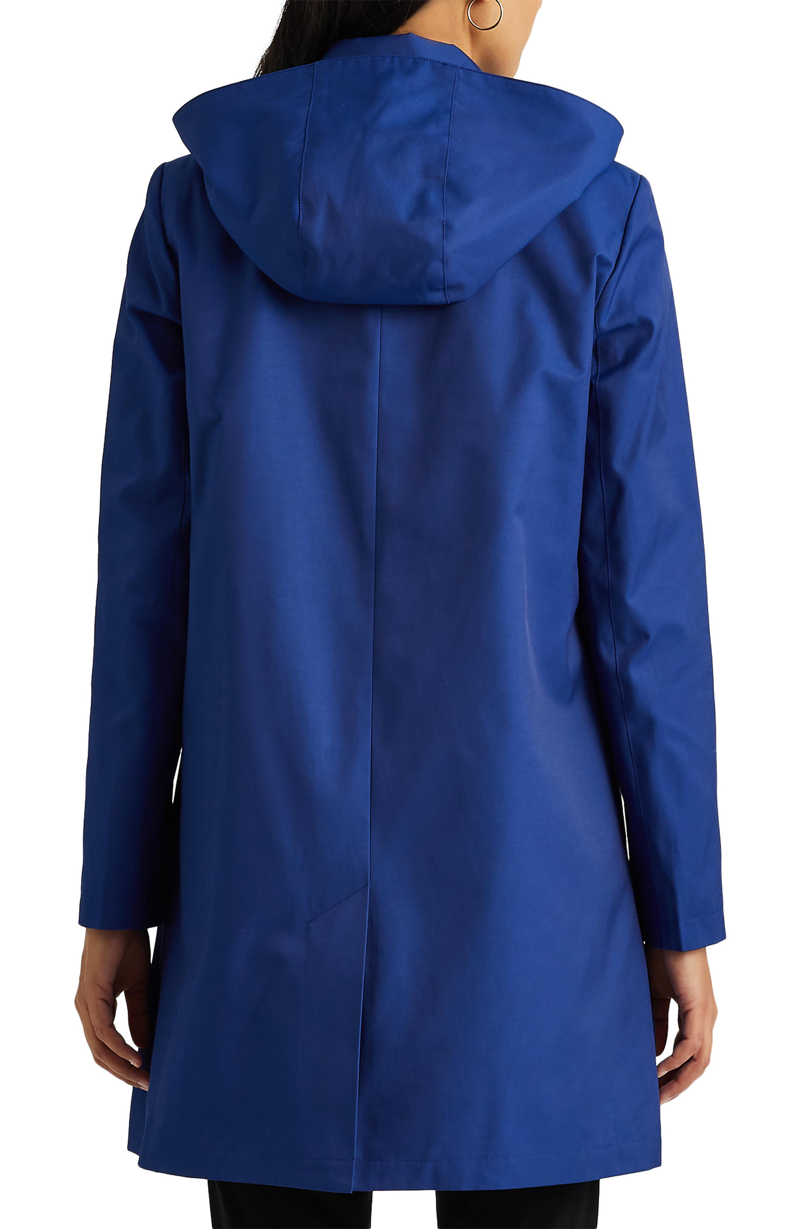 Lauren Ralph Lauren Balmacaan Hooded Raincoat in Dk Navy