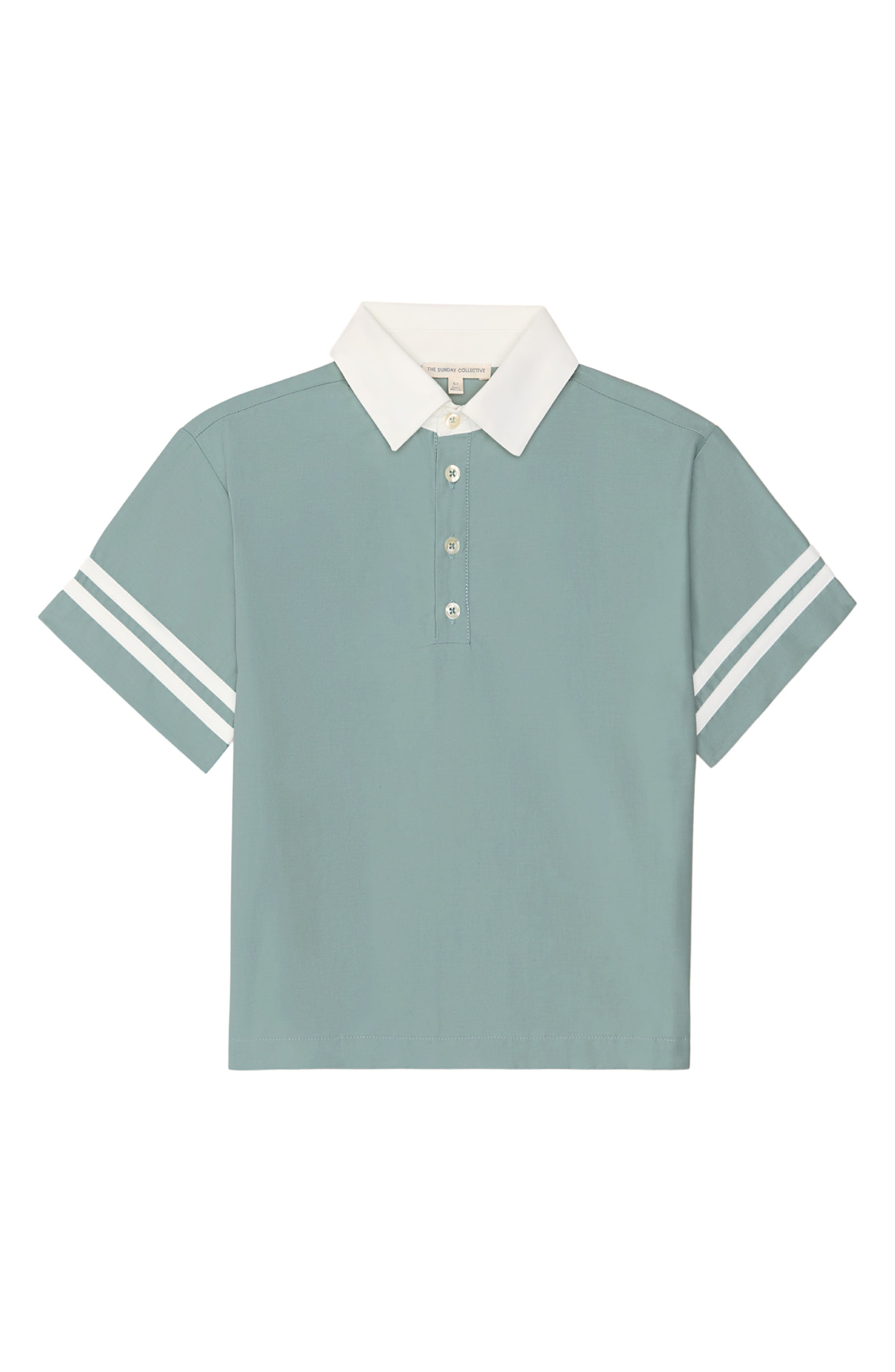 The Sunday Collective Kids' Woven Play Polo in Green 
