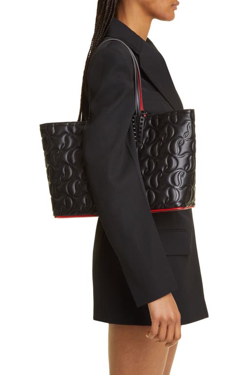 Shop Christian Louboutin Small Cabat Embossed Leather Tote In Cm53 Black/black