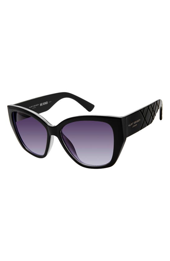 Shop Kurt Geiger 55mm Cat Eye Sunglasses In Black Crystal Lilac/ Smoke