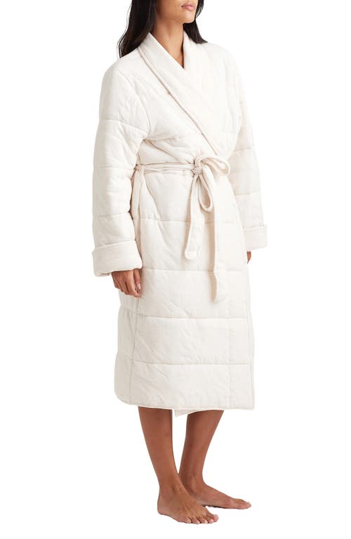 Shop Papinelle Cuddle Puffa Quilted Robe In Sea Salt