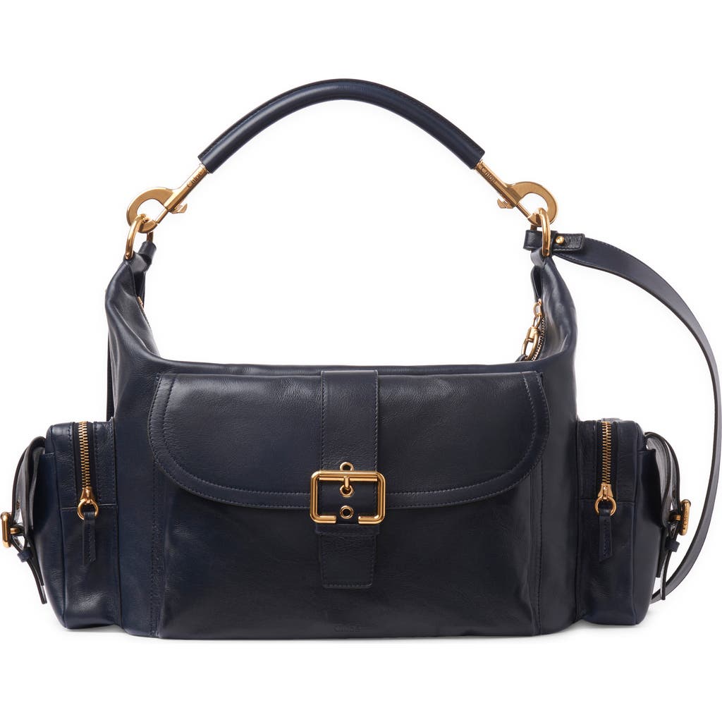 Chloé Large Leather Camera Bag In Evening Blue 48b