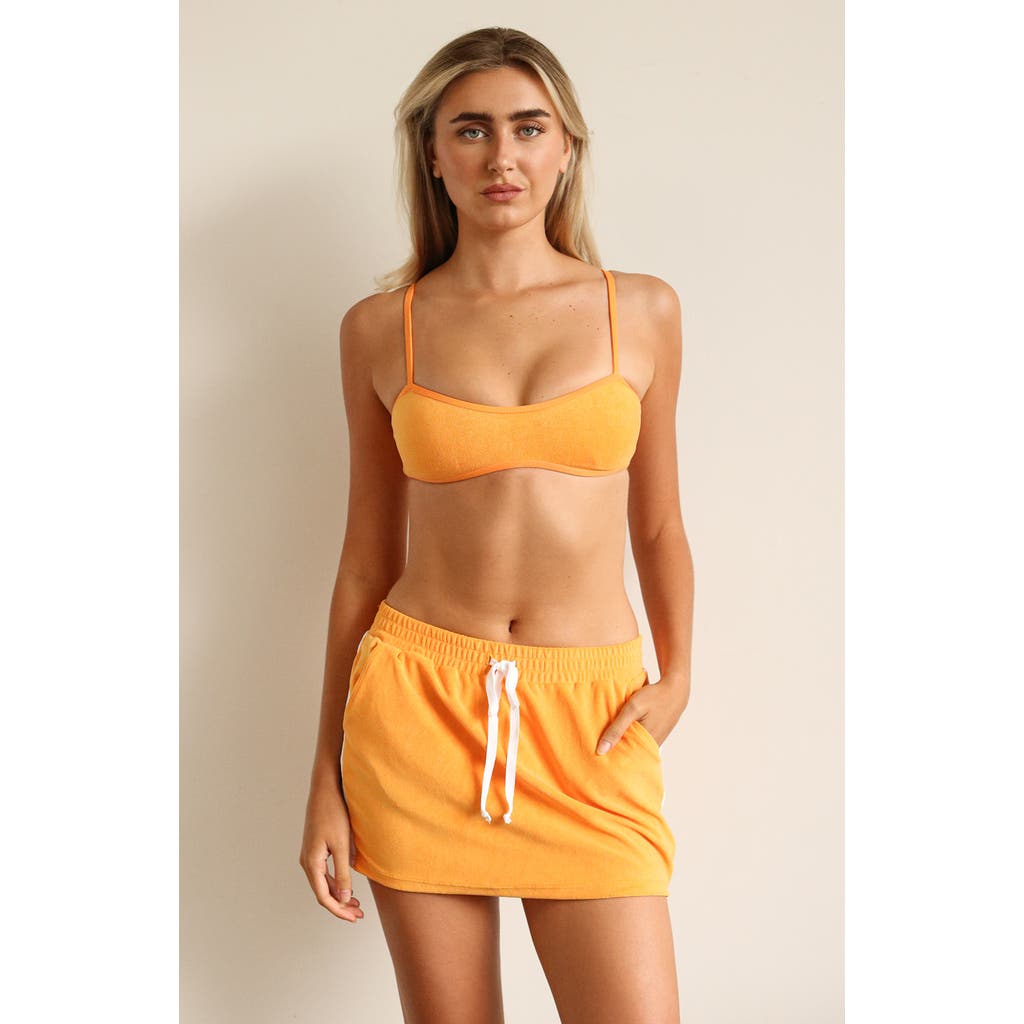 Dippin Daisys Annie Elastic Waist Mini Skirt In Kumquat Terry