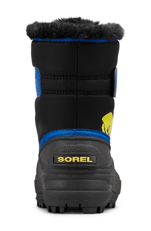 Shop Sorel Kids' Snow Commander Insulated Waterproof Boot In Black/super Blue