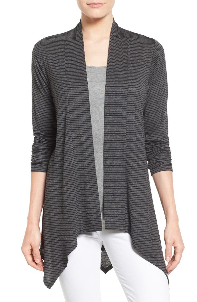 Bobeau Stripe Lightweight Knit Open Front Cardigan Nordstrom