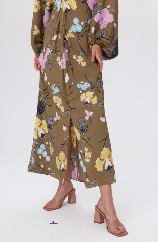 Shop Dvf Diane Von Furstenberg Kason Floral Print Long Sleeve Dress In Festival Floral Olive